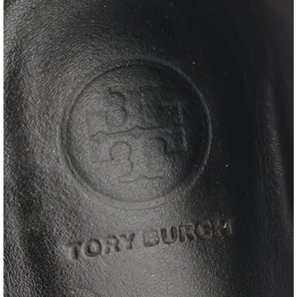 Tory Burch Minnie Ballet Flat Blk Leather Gold Logo Flexible Sole 8.5M - Picture 6 of 10